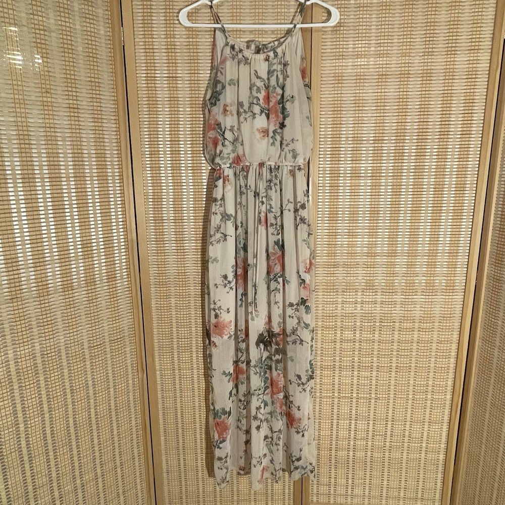 Sweet Storm Womens S Halter Maxi Dress Floral Cottagecore Lined Silky Flowy
